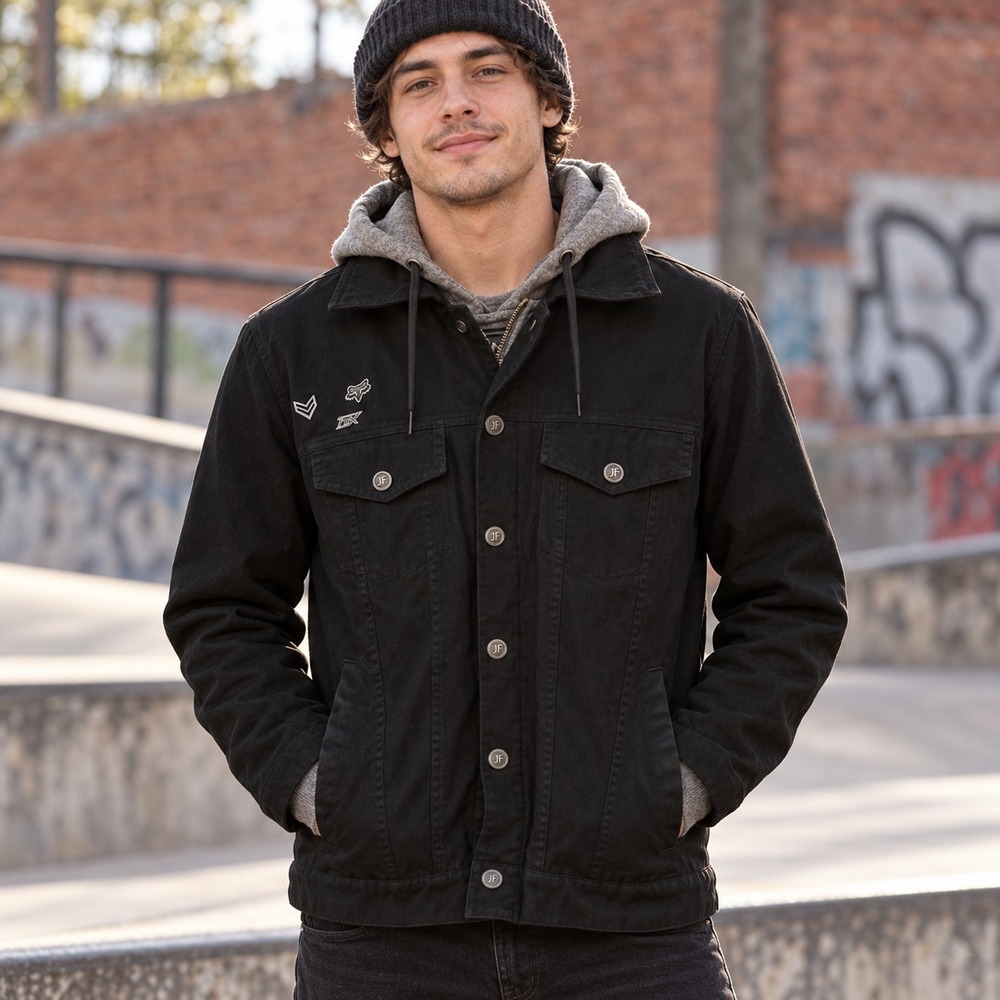 Fox Deluxe Limited Edition Men's Small Black Hooded Jacket Button Front